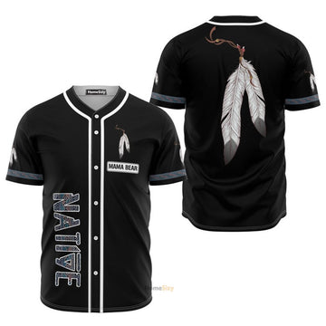 Custom Name Native American Feathers White - Personalized Baseball Jersey