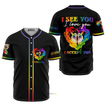 Lgbt Pride Love Is Love Rainbow Heart - Baseball Jersey