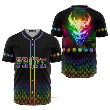LGBT+ Pride Rainbow Dragon - Baseball Jersey
