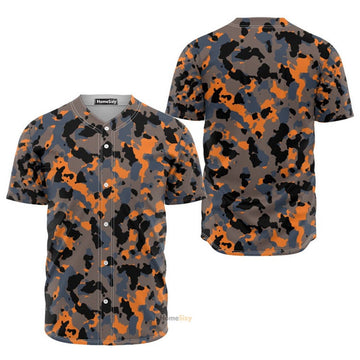 Black And Orange Camouflage - Baseball Jersey
