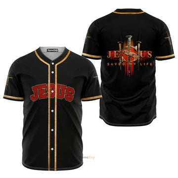 Jesus Red And Golden - Baseball Jersey