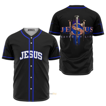 Jesus Black And Blue - Baseball Jersey