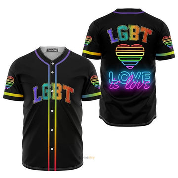 LGBT Pride Love Is Love Rainbow Black - Baseball Jersey