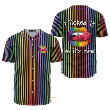 Lgbt Pride Lips On Vertical Rainbow - Baseball Jersey