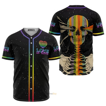 Skull Lgbt Love Is Love - Baseball Jersey