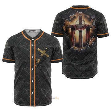 Jesus Cross Black - Baseball Jersey