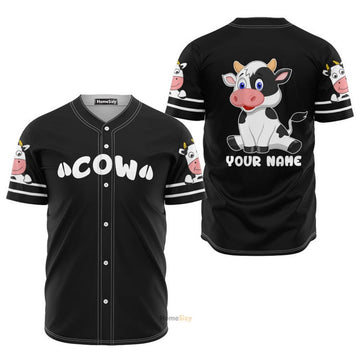 Custom Name Love Cute Cow - Personalized Baseball Jersey