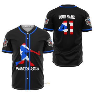 Custom Name Puerto Rico Baseball Player - Personalized Baseball Jersey