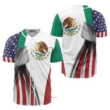 Mexico Flag Eagle - Baseball Jersey