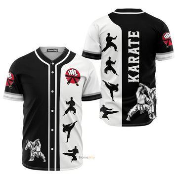 Karate Black And White - Baseball Jersey