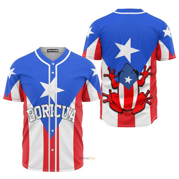 Puerto Rico Frog Boricua Flag - Baseball Jersey