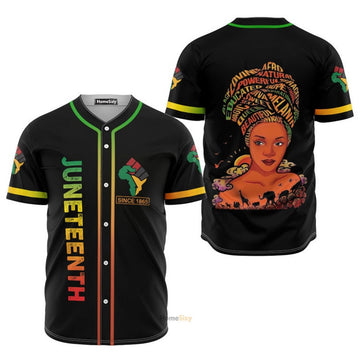 Juneteenth Since 1865 Afro Girl Magic African American - Baseball Jersey