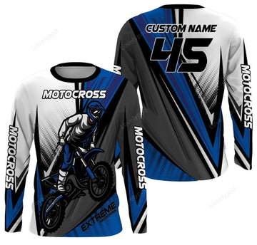 FUNSTUFFPRINT Custom Motocross Jersey UPF 30+, Dirt Bike Motorcycle Off-Road Racing 3D Long Sleeve T-Shirt