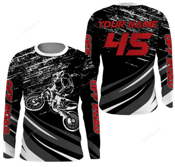 FUNSTUFFPRINT Custom Off Road Jersey UV Protect, UPF 30+ Dirt Bike Racing Motocross Racewear 3D Long Sleeve T-Shirt