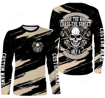 FUNSTUFFPRINT Custom Riding Jersey, Motocross Racing Dirt Bike Motorcycle Shirt, Off-Road Skull Biker 3D Long Sleeve T-Shirt