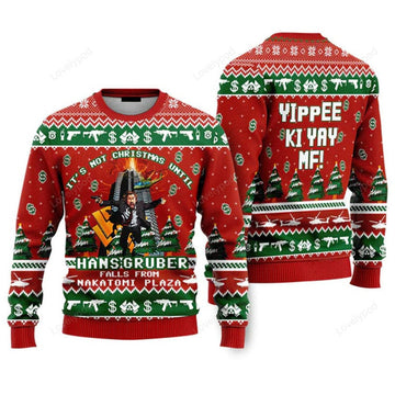 FUNSTUFFPRINT It's Not Christmas Until Fall From Nakatomi Plaza Ugly Christmas Sweater For Men & Women Ugly Sweater