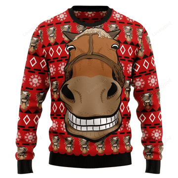 FUNSTUFFPRINT Funny Horse Christmas Ugly Christmas Sweater Ugly Sweater