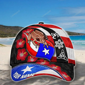 FUNSTUFFPRINT Customize Name Puerto Rico Coqui Maga Flower All Printed Classic Cap