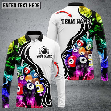 FUNSTUFFPRINT Personalized Name Billiard Enthusiast Long Sleeve, Billiards Shirts, billiards apparel