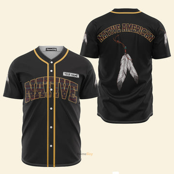 Custom Name American Native Feathers - Personalized Baseball Jersey