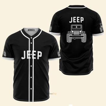 Jeep Car Black In Red - Baseball Jersey