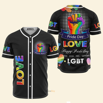 Custom Name LGBT Pride Day Love - Personalized Baseball Jersey