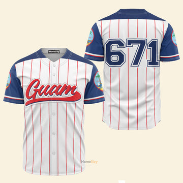 Guam Seal White Red Stripes - Baseball Jersey