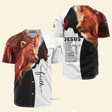 Jesus Lion My God King Savior Christian - Baseball Jersey