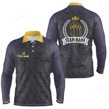 FUNSTUFFPRINT Black bowling camo Men polo bowling shirts, Custom American flag patriotic bowling team league jerseys-SLSPS-10091