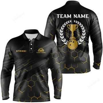 FUNSTUFFPRINT Black retro Men Bowling Polo Shirts, Custom vintage camo American flag team Ladies Bowlers Jerseys-SLSPS-10101