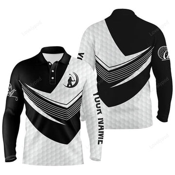 FUNSTUFFPRINT Men Golf Long Sleeve Polo Shirts, Golf American Flag Custom Patriotic Golf Shirt For Mens