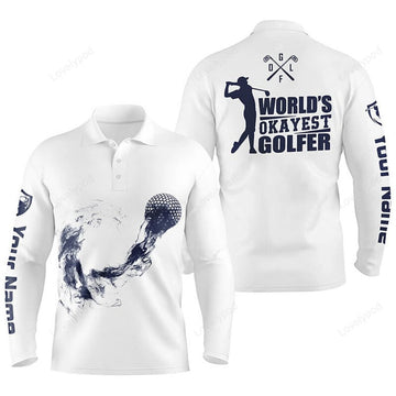 FUNSTUFFPRINT Navy And White Men Golf Polo Shirts, Personalized Golf Shirts For Men, Cool Golf Gifts