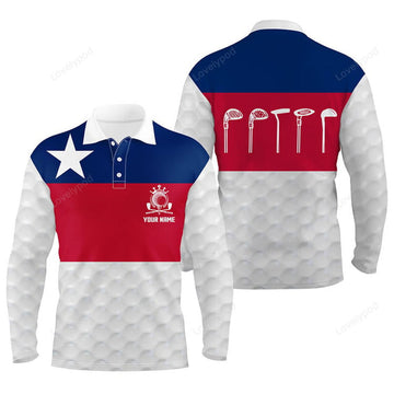 FUNSTUFFPRINT Texas Flag Mens Golf Polo Shirt, Texas Golf Shirts For Men, Custom Name Patriotic Golf Gifts