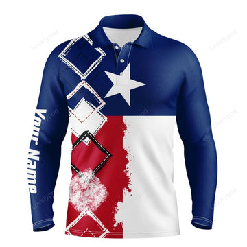 FUNSTUFFPRINT Men golf polo shirts Texas flag patriot custom name golf shirts for men, gift for the golfers