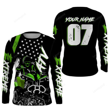 FUNSTUFFPRINT Custom ATV Motocross Jersey Quad Bike Shirt, Extreme Racing Adult 3D Long Sleeve T-Shirt