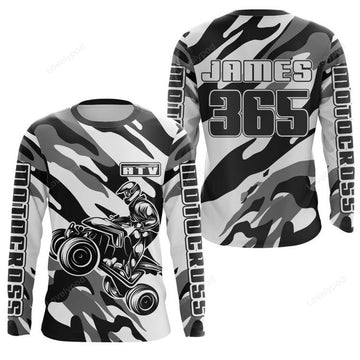 FUNSTUFFPRINT Custom ATV Motocross Jersey, Quad Bike Shirt, Off-Road Racing Jersey Kid Men ATV Motorcycle 3D Long Sleeve T-Shirt
