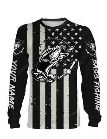 FUNSTUFFPRINT Custom Bass Fishing 3D All Over printed Customized Name Shirts Personalized Gift 3D Long Sleeve T-Shirt
