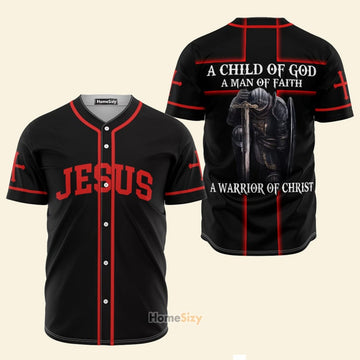 A Child Of God Jesus Black And Red - Baseball Jersey