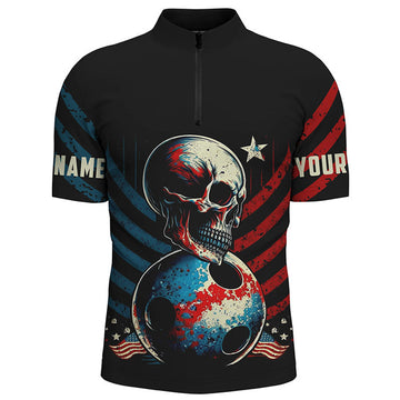 Custom Skull Bowling Jersey Men Women Gift for Dad Men Bowling Lovers