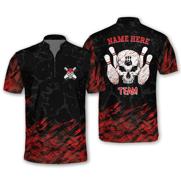 Custom Skull Bowling Jersey For Team Gift for Dad Men Bowling Lovers