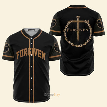 God Jesus Forgiven Black And Golden - Baseball Jersey