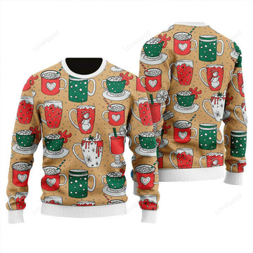FUNSTUFFPRINT Eat Drink Be Tacky Holiday Sweater, Ugly Sweater For Men & Women Ugly Sweater