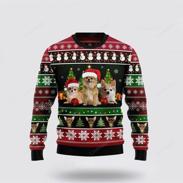 FUNSTUFFPRINT Chihuahua Group Beauty Ugly Christmas Sweater, Christmas Gift For Dog Love, Christmas Fashion Winter Ugly Sweater