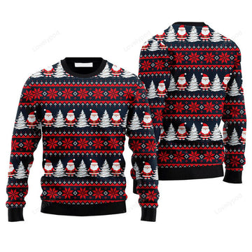 FUNSTUFFPRINT Funny Santa Snow Tree Sweater, Ugly Sweater For Men & Women, Perfect Outfit For Christmas New Year Autumn Winter Ugly Sweater
