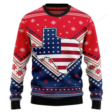 FUNSTUFFPRINT Texas USA Flag Ugly Christmas Sweater, Christmas sweatshirts, Christmas gift Ugly Sweater