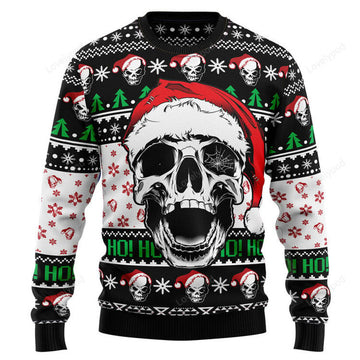 FUNSTUFFPRINT Skull Xmas Ugly Christmas Sweater, Christmas sweatshirts, Christmas gift Ugly Sweater