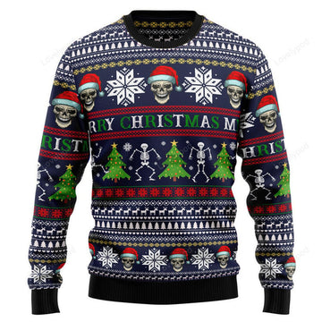 FUNSTUFFPRINT Skull Christmas Ugly Christmas Sweater, Christmas sweatshirt, Christmas gift Ugly Sweater