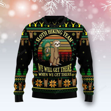 FUNSTUFFPRINT Sloth Team Holiday Ugly Christmas Sweater, Xmas ugly sweatshirt, Christmas gifts for Dad, Mom, Brother, Sister Ugly Sweater