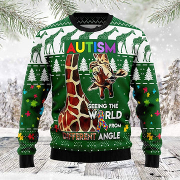 FUNSTUFFPRINT Giraffe Autism unisex womens & mens, Christmas shirts, Christmas gift for him, her Ugly Sweater
