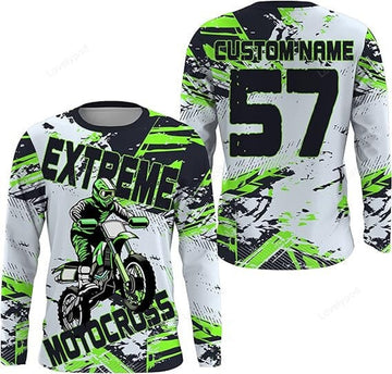 FUNSTUFFPRINT Custom Motocross Jersey Youth Adult Extreme MX Dirt Bike Racing Shirt 3D Long Sleeve T-Shirt